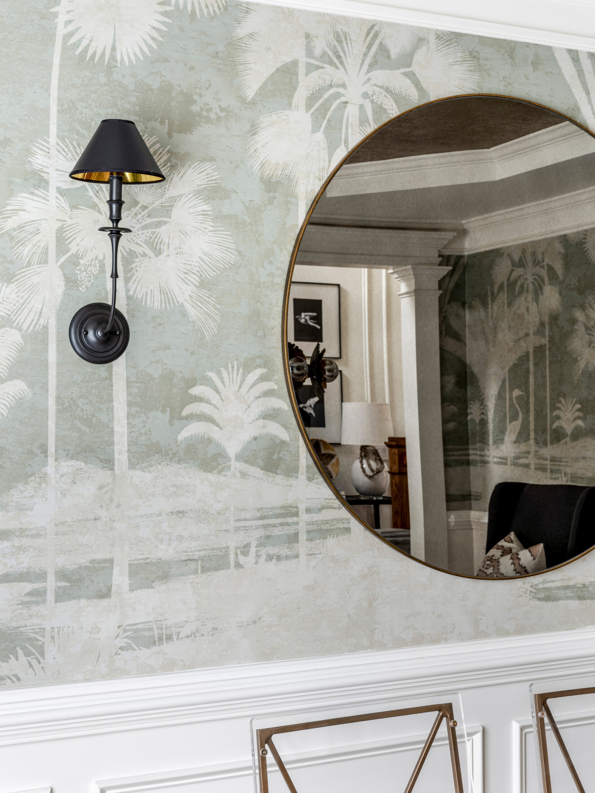 Close-up of aligned wallpaper seams